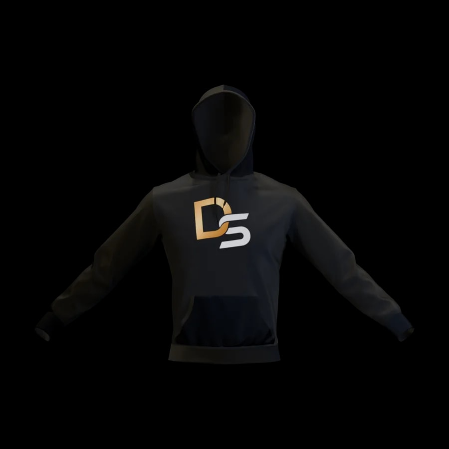 Schwarz-goldenes 3D-Modell eines Hoodies für die Musterabstimmung
